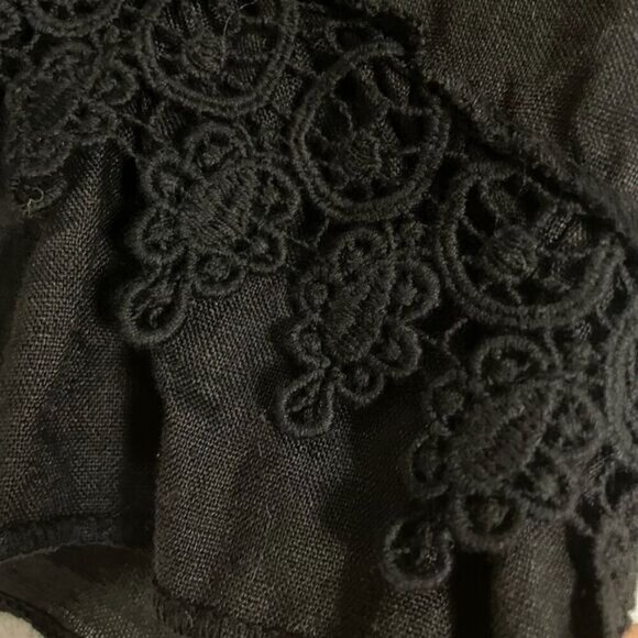 Pure Venice Black Lace Trim Linen Mini Dress Medium - Picture 5 of 5